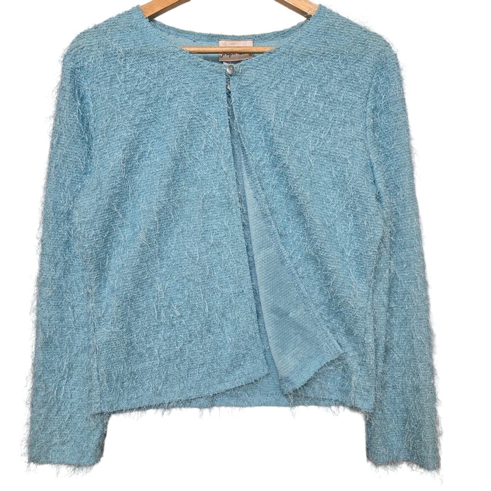 Joseph Ribkoff Womens Vintage Y2K Eclectic Fuzzy Eyelash Soft Open Cardigan 8
